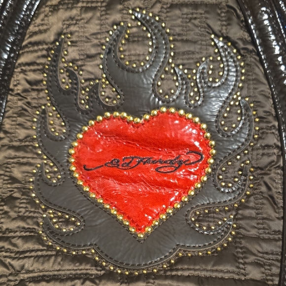 Ed Hardy Black and Brown Shoulder Bag with Red Heart - Picture 5 of 13